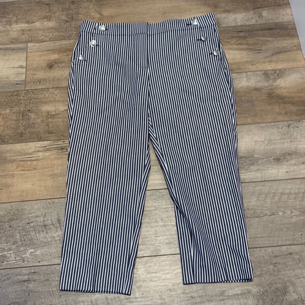 Loft The Riviera Slim, 12P blue and white striped pants